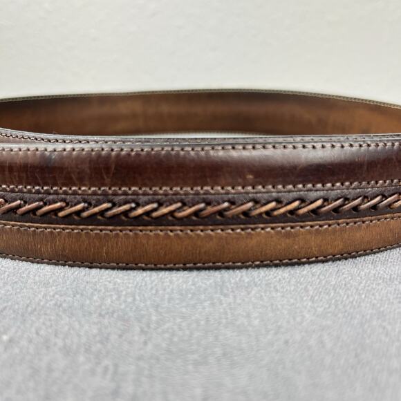 Mezlan Men’s Belt 4929 Brown Leather Woven Inlay Made in Spain Mens Size 36 - Picture 2 of 12